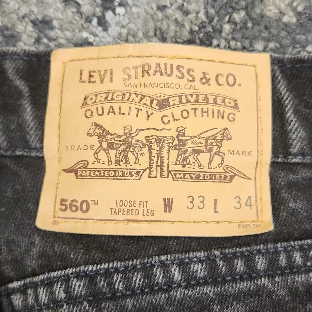 Vintage 1995 Levi's 560 Loose Fit Tappered Leg Orange Tab Denim Jeans 33 x 34